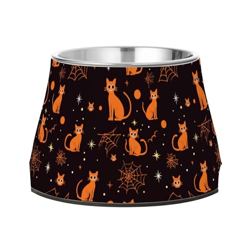 Halloween Katzen Orange Schwarz Spinnennetz Hunde Futternäpfe Erhöhter Edelstahl Katzenfutter Geschirr für kleine Haustiere Schnurrhaare freundlich Halloween Katzen Orange Schwarz Spinnennetz Hunde Futternäpfe Erhöhter Edelstahl Katzenfutter Geschirr für kleine Haustiere Schnurrhaare freundlich von Wudan