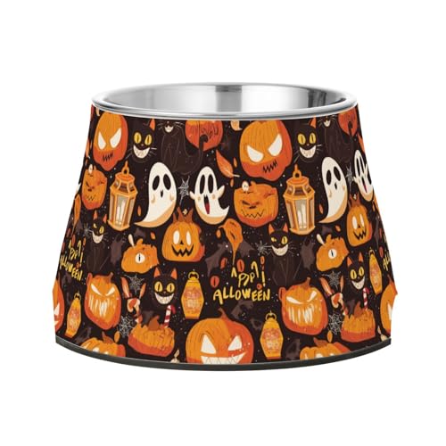 Halloween Kürbis Goth Boos Katze Hunde Futternäpfe Erhöhte Edelstahl Haustiere Basic Schalen für Hunde Katzen Kaninchen Vögel Schnurrhaare Müdigkeit von Wudan