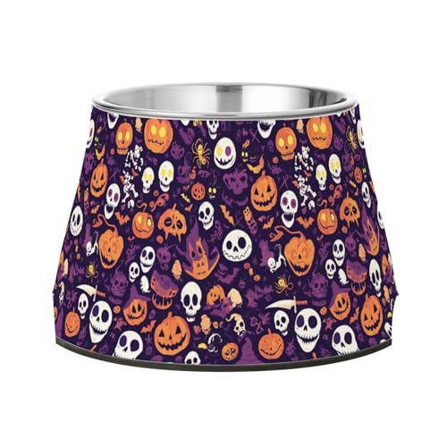 Halloween Kürbis Gruselgesichtsköpfe Hunde Futter Wassernapf Verbesserter Edelstahl Katzen Futternapf für langsames Füttern Hunde Komfort Fütterung Halloween Kürbis Gruselgesichtsköpfe Hunde Futter Wassernapf Verbesserter Edelstahl Katzen Futternapf für langsames Füttern Hunde Komfort Fütterung von Wudan