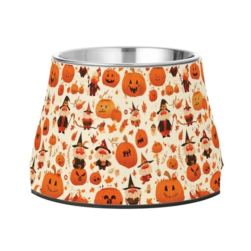 Halloween-Kürbis-Zwerge, Haustiere, Wasser- und Futternapf, rutschfest, Edelstahl, Katzenfutter für kleine Haustiere von Wudan
