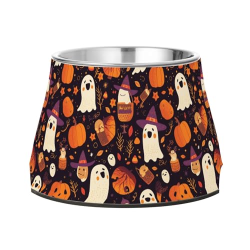 Halloween-Kürbisse, Sterne, Hexe, Boos, gruselige, erhöhte Futternäpfe, rutschfest, Edelstahl, Haustier-Futternapf für langsames Füttern, Katzen, langsames Fressen Halloween-Kürbisse, Sterne, Hexe, Boos, gruselige, erhöhte Futternäpfe, rutschfest, Edelstahl, Haustier-Futternapf für langsames Füttern, Katzen, langsames Fressen von Wudan