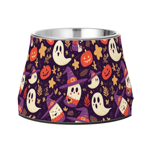 Halloween Kürbisse Hexe Boos Sterne Gruselige Hunde Futternäpfe Erhöhte Edelstahl Katzen Basic Schalen für kleine Hunde Schnurrhaare Müdigkeit von Wudan