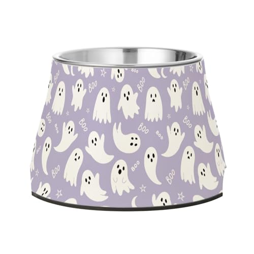 Halloween-Wassernapf mit niedlichen Geistern, rutschfest, Edelstahl, für kleine Hunde, Schnurrhaar, Lila Halloween-Wassernapf mit niedlichen Geistern, rutschfest, Edelstahl, für kleine Hunde, Schnurrhaar, Lila von Wudan