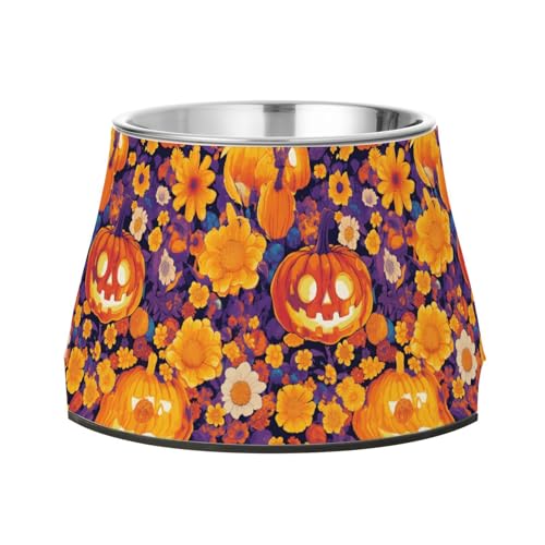Hippie Groovy Halloween Jack-o'-Lantern Kürbis Haustier-Futternäpfe aus Edelstahl, Katzenfutter für kleine Hunde, bequemes Füttern Hippie Groovy Halloween Jack-o'-Lantern Kürbis Haustier-Futternäpfe aus Edelstahl, Katzenfutter für kleine Hunde, bequemes Füttern von Wudan