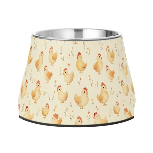 Hundenapf mit niedlichem Huhn, rutschfest, Edelstahl, Metall, für kleine Haustiere, langsames Fressen, Beige Hundenapf mit niedlichem Huhn, rutschfest, Edelstahl, Metall, für kleine Haustiere, langsames Fressen, Beige von Wudan