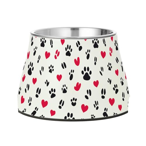 Hundepfoten-Futternapf mit roten Herzen, rutschfest, Edelstahl, Katzenfutter für mittelgroße Hunde, Schnurrhaar, Müdigkeit Hundepfoten-Futternapf mit roten Herzen, rutschfest, Edelstahl, Katzenfutter für mittelgroße Hunde, Schnurrhaar, Müdigkeit von Wudan