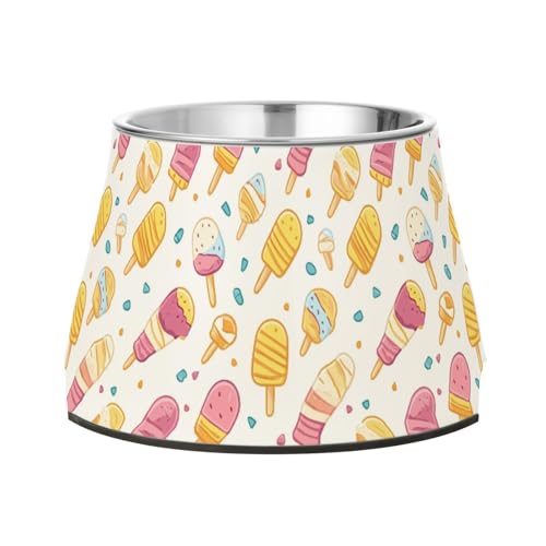 Ice Cream_3 Wasser- und Futternapf, rutschfest, Edelstahl, für Hunde, Katzen, Kaninchen, Vögel, langsames Fressen von Wudan
