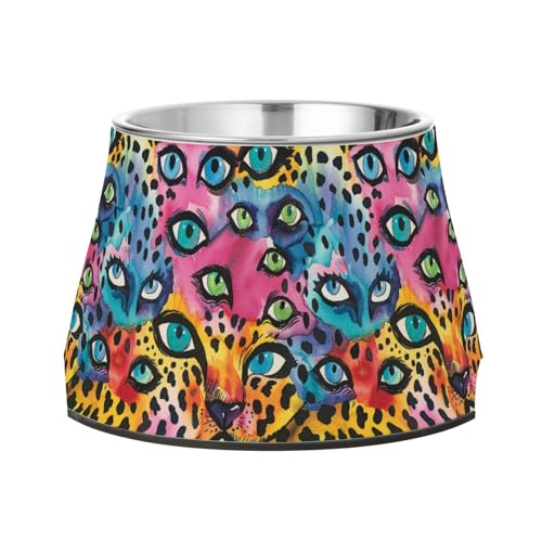 Leopard Eyes Ball on Rainbow Weird Feed Dog Bowl with Stand Stainless Steel Pets Water Bowl for Medium Dogs Slow Down Eating Leopard Eyes Ball on Rainbow Weird Feed Dog Bowl with Stand Stainless Steel Pets Water Bowl for Medium Dogs Slow Down Eating von Wudan