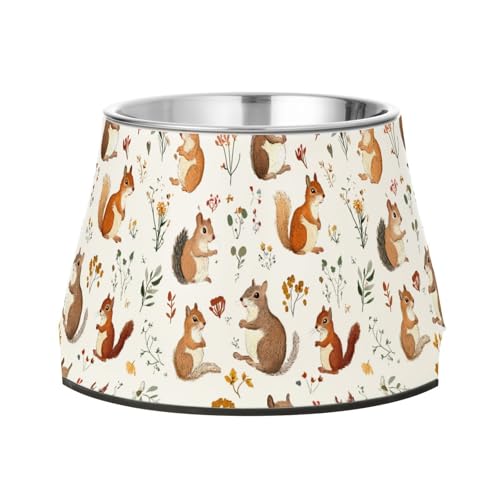 Lustiger Eichhörnchen-Futternapf, rutschfest, Edelstahl, für Hunde, Katzen, Kaninchen, Vögel, Schnurrhaar, Entlastung von Wudan