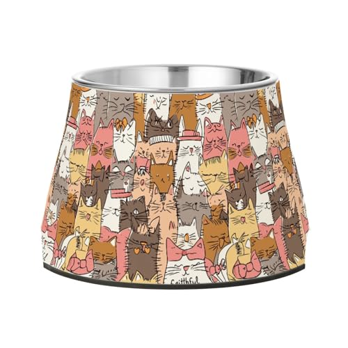 Lustiger Futternapf mit Cartoon-Motiv, rutschfest, Edelstahl, für Hunde, Katzen, Kaninchen, Vögel, Schnurrhaare von Wudan