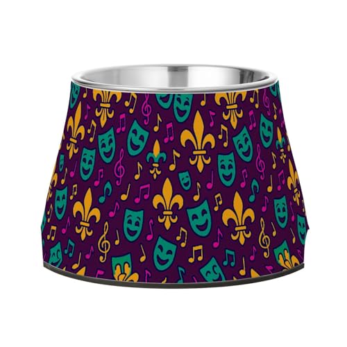 Mardi Gras Ballonkrone, violette Schalen für Haustiere mit Ständer, Edelstahl, Haustier-Wassernapf für langsames Füttern, Katzen, Schnurrhaar, Entlastung von Wudan