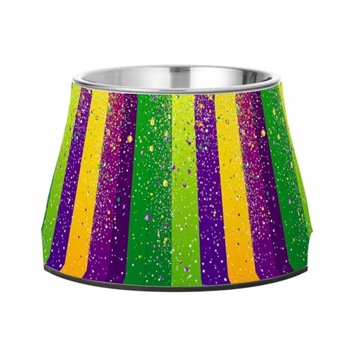 Mardi Gras Futternapf für Hunde, rutschfest, Edelstahl, erhöhter Katzennapf für mittelgroße Hunde, langsames Fressen Mardi Gras Futternapf für Hunde, rutschfest, Edelstahl, erhöhter Katzennapf für mittelgroße Hunde, langsames Fressen von Wudan