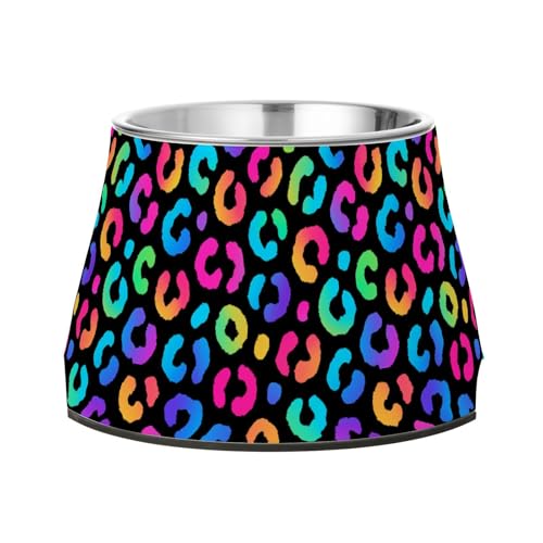 Neon-Regenbogen-Leoparden-Punkt-Schalen für Hunde, rutschfest, Edelstahl, Haustier-Schalen für Hunde, Katzen, Kaninchen, Vögel, Schnurrhaar, Müdigkeit Neon-Regenbogen-Leoparden-Punkt-Schalen für Hunde, rutschfest, Edelstahl, Haustier-Schalen für Hunde, Katzen, Kaninchen, Vögel, Schnurrhaar, Müdigkeit von Wudan