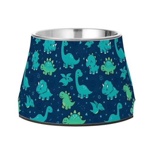Nette Dinosaurier-Futternäpfe mit Ständer, Edelstahl, für langsames Füttern von Hunden, Schnurrhaar, Blau von Wudan