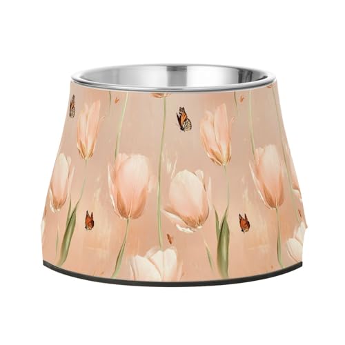Niedliche Tulpen Rose Gold Hunde Futter Wassernapf Erhöhter Edelstahl Katzen Basic Schalen für Hunde Katzen Kaninchen Vögel langsames Fressen Niedliche Tulpen Rose Gold Hunde Futter Wassernapf Erhöhter Edelstahl Katzen Basic Schalen für Hunde Katzen Kaninchen Vögel langsames Fressen von Wudan