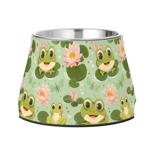 Niedlicher Futternapf mit Cartoon-Fröschen und Libellen, Wasserlilien, rutschfest, Edelstahl, für Hunde, Katzen, Kaninchen, Vögel, Schnurrhaare Niedlicher Futternapf mit Cartoon-Fröschen und Libellen, Wasserlilien, rutschfest, Edelstahl, für Hunde, Katzen, Kaninchen, Vögel, Schnurrhaare von Wudan