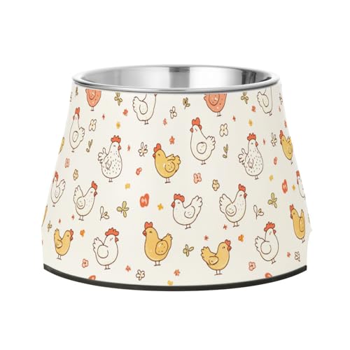 Niedlicher Futternapf mit niedlichem Huhn, für Haustiere, verbesserter Edelstahlnapf, Ständer für Haustiere, Schnurrhaare von Wudan