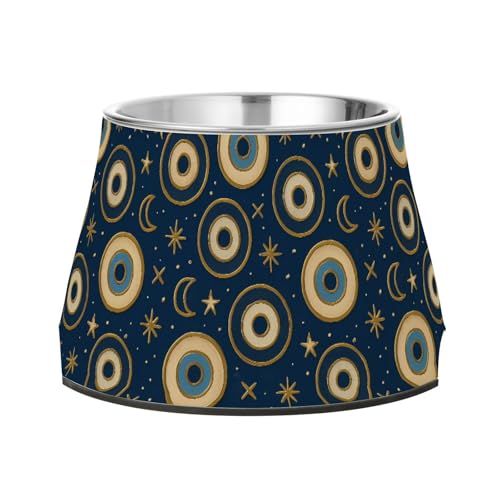 NorthAfrican Evil Eye Navy Erhöhter Wassernapf für Haustiere, erhöhter Edelstahl-Katzenfutter für kleine Hunde, langsames Fressen NorthAfrican Evil Eye Navy Erhöhter Wassernapf für Haustiere, erhöhter Edelstahl-Katzenfutter für kleine Hunde, langsames Fressen von Wudan