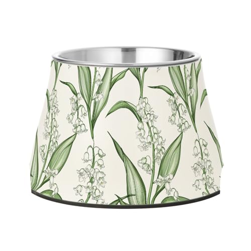 Retro Lily White Raised Pets Water Bowl Elevated Stainless Steel Cats Food Bowls for Slow Feed Dogs Whisker Relief Retro Lily White Raised Pets Water Bowl Elevated Stainless Steel Cats Food Bowls for Slow Feed Dogs Whisker Relief von Wudan