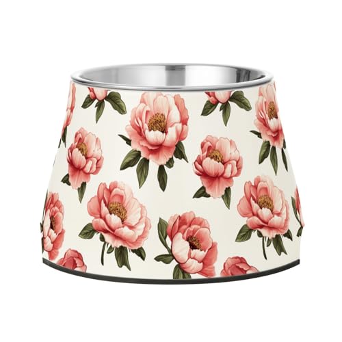 Retro Peonies White Bowl for Dogs with Stand Stainless Steel Pets Dish Bowl for Medium Dogs Comfort Feeding Retro Peonies White Bowl for Dogs with Stand Stainless Steel Pets Dish Bowl for Medium Dogs Comfort Feeding von Wudan