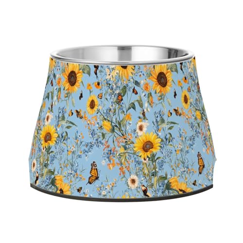 Rustikaler Futternapf für mittelgroße Hunde, Edelstahl, Sonnenblumenblau, für langsames Fressen Rustikaler Futternapf für mittelgroße Hunde, Edelstahl, Sonnenblumenblau, für langsames Fressen von Wudan