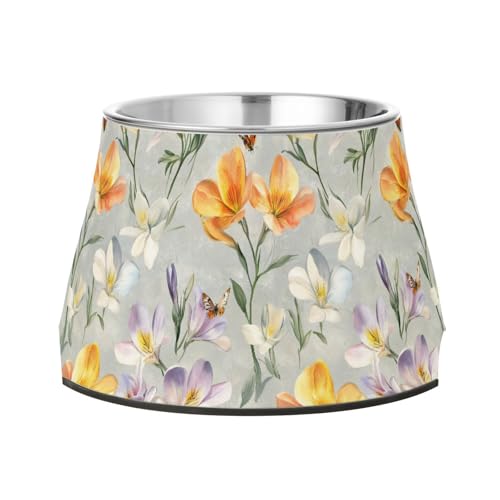 Safari Freesia Fressnapf für Hunde, erhöhter Edelstahl-Futternapf für Hunde, Katzen, Kaninchen, Vögel, bequemes Füttern von Wudan