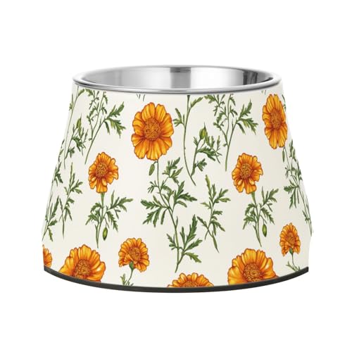 Safari Ringelblumen-Futternapf, erhöhter Futternapf, rutschfest, Edelstahl, für langsames Füttern, für Katzen von Wudan