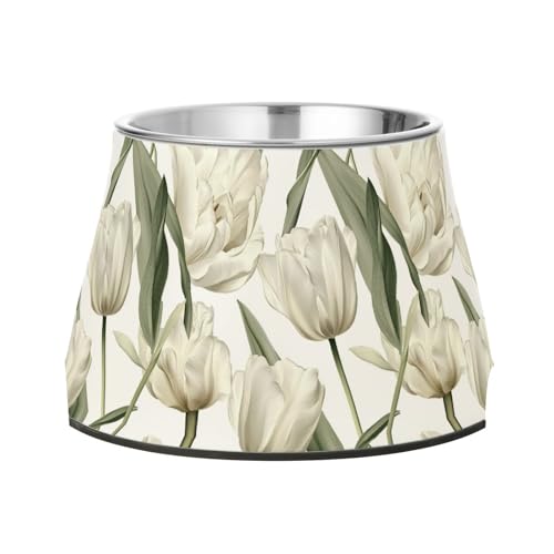 Safari Tulpen Weiße Hunde Futternäpfe mit Ständer Edelstahl Katzen Futternäpfe für langsames Füttern Katzen Schnurrhaare Relief Safari Tulpen Weiße Hunde Futternäpfe mit Ständer Edelstahl Katzen Futternäpfe für langsames Füttern Katzen Schnurrhaare Relief von Wudan