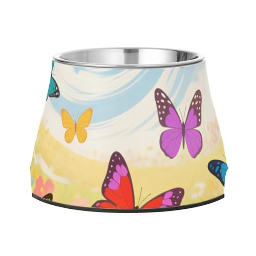 Schmetterlinge in floralen Wirbelschalen für Haustiere, erhöhter Edelstahl-Katzen-Futternapf für kleine Haustiere, Schnurrhaar, Müdigkeit Schmetterlinge in floralen Wirbelschalen für Haustiere, erhöhter Edelstahl-Katzen-Futternapf für kleine Haustiere, Schnurrhaar, Müdigkeit von Wudan