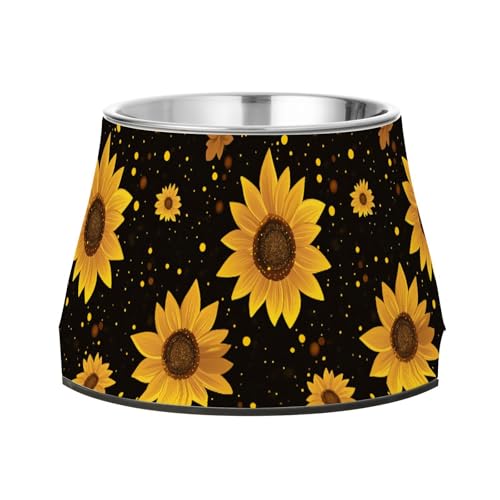 Schöner Sonnenblumen-Napf für Hunde mit Ständer, Edelstahl, Katzenfutter für kleine Haustiere, langsames Fressen Schöner Sonnenblumen-Napf für Hunde mit Ständer, Edelstahl, Katzenfutter für kleine Haustiere, langsames Fressen von Wudan