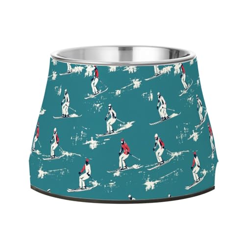 Skifahren Teal Feed Hundenapf mit Ständer Edelstahl Erhöhte Katzennäpfe für langsames Füttern von Hunden, Schnurrhaar, Müdigkeit Skifahren Teal Feed Hundenapf mit Ständer Edelstahl Erhöhte Katzennäpfe für langsames Füttern von Hunden, Schnurrhaar, Müdigkeit von Wudan