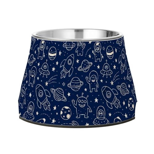 Space Stars Futternapf für Hunde, rutschfest, Edelstahl, Katzenfutter für geliebtes Haustier, Blau von Wudan