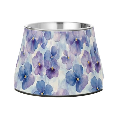 Spring Blue Flowers Island Violet Dogs Food Water Bowl Enhanced Stainless Steel Cat Food Dishes for Slow Feed Dogs Slow Down Eating von Wudan