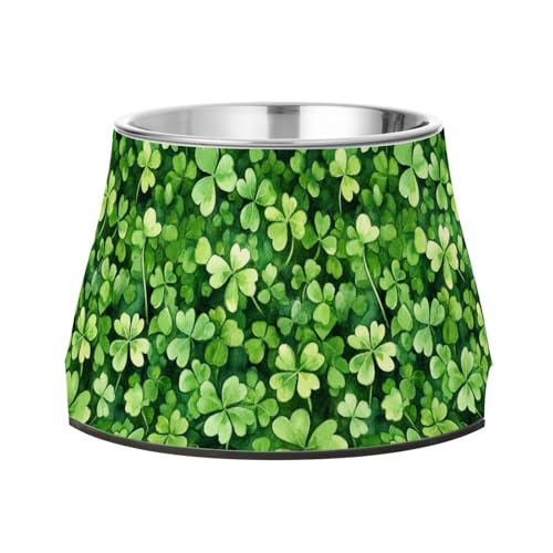 St.Patrick Fressnapf für Hunde, rutschfest, Edelstahl, erhöhter Katzennapf für kleine Haustiere, Grüne Kleeblätter St.Patrick Fressnapf für Hunde, rutschfest, Edelstahl, erhöhter Katzennapf für kleine Haustiere, Grüne Kleeblätter von Wudan