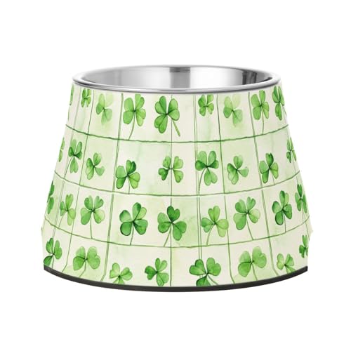 St.Patrick's Green Shamrocks Futternapf für Haustiere, rutschfest, Edelstahl, für langsames Füttern, Katzen mit Schnurrhaar, Grün von Wudan