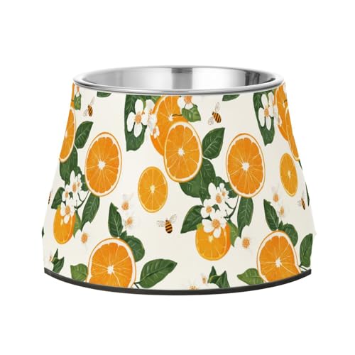 Sweet Oranges Futternapf für Haustiere, rutschfest, Edelstahl, für Hunde, Katzen, Kaninchen, Vögel, langsames Fressen von Wudan