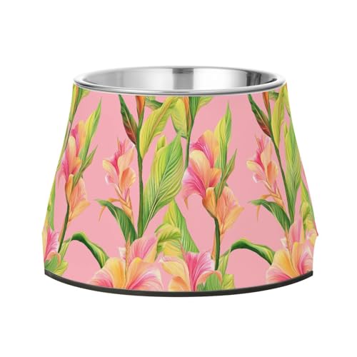 Unique Canna Pink Pets Wasser- und Futternapf, rutschfest, Edelstahl, Katzenfutter, für langsames Füttern, Schnurrhaare von Wudan