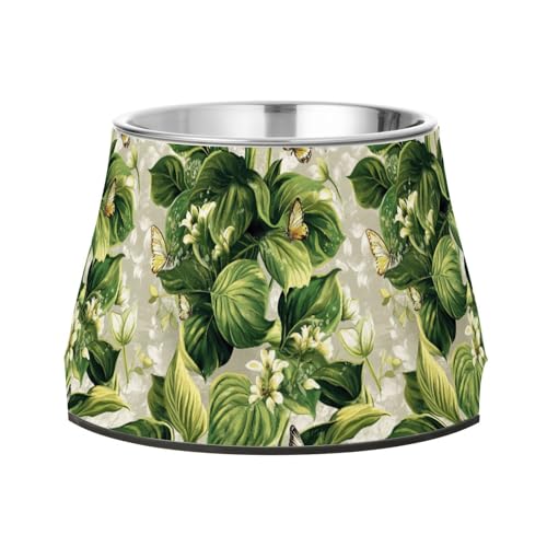 Vintage Hosta Silver Feed Hundenapf mit Ständer Edelstahl Katzen Futternapf für Hunde Katzen Kaninchen Vögel Schnurrhaare freundlich von Wudan