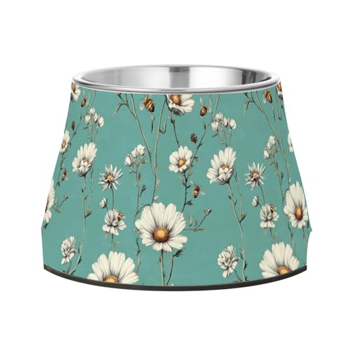 Vintage Osteospermum Türkisfarbene Näpfe für Hunde, rutschfest, Edelstahl, Katzen-Futternapf für mittelgroße Hunde, Schnurrhaarfreundlich Vintage Osteospermum Türkisfarbene Näpfe für Hunde, rutschfest, Edelstahl, Katzen-Futternapf für mittelgroße Hunde, Schnurrhaarfreundlich von Wudan