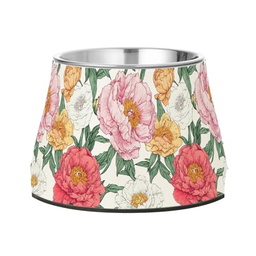 Vintage Peonies White Feed Dog Bowl Elevated Stainless Steel Cat Feeding Bowls for Medium Dogs Comfort Feeding Vintage Peonies White Feed Dog Bowl Elevated Stainless Steel Cat Feeding Bowls for Medium Dogs Comfort Feeding von Wudan