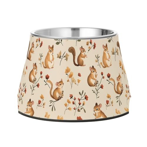 Wasser- und Futternäpfe für Haustiere, Eichhörnchen, Tier, Beige, erhöht, Edelstahl, einfache Schalen für Katzen für langsames Füttern, langsames Fressen von Wudan