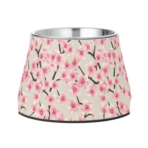 Wassernapf für Hunde, Motiv: rosa Kirschblüten und Blumen, rutschfest, Edelstahl, für langsames Füttern, Schnurrhaar, Entlastung Wassernapf für Hunde, Motiv: rosa Kirschblüten und Blumen, rutschfest, Edelstahl, für langsames Füttern, Schnurrhaar, Entlastung von Wudan