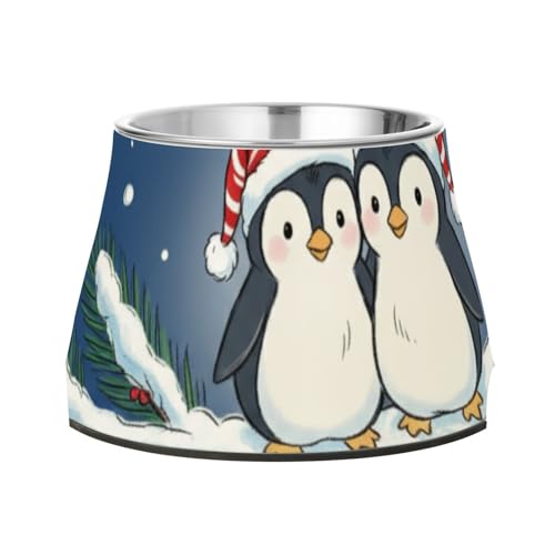 Weihnachten Pinguine Hunde Futternäpfe mit Ständer Edelstahl Katzen Futternapf für Hunde Katzen Kaninchen Vögel Komfort Fütterung von Wudan