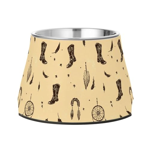 Western Cowboy Traumfänger Stiefel Schalen für Haustiere mit Ständer Edelstahl Katze Futternäpfe für kleine Haustiere Schnurrhaare freundlich Western Cowboy Traumfänger Stiefel Schalen für Haustiere mit Ständer Edelstahl Katze Futternäpfe für kleine Haustiere Schnurrhaare freundlich von Wudan