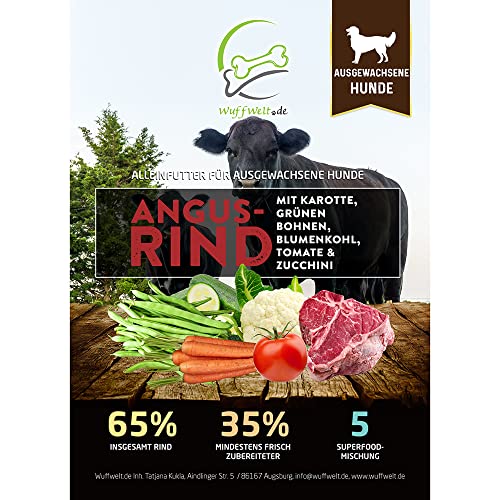 Wuffwelt Trockenfutter Angus Rind mit Karotte, grüne Bohnen, Blumenkohl, Tomate & Zucchini 6,0kg Wuffwelt Trockenfutter Angus Rind mit Karotte, grüne Bohnen, Blumenkohl, Tomate & Zucchini 6,0kg von WuffWelt.de