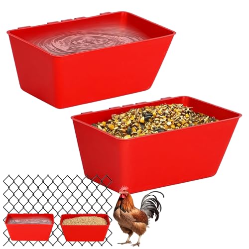 2 Stück Futterspender Hühner, 2.5 Quart hängender futterautomat hühner, Geflügel Futtertrog, kükentränke, für Hühner Enten Gänse Taube (2pc) von Wuhuarou