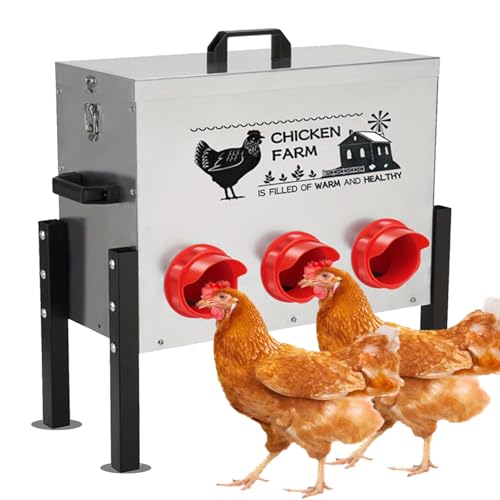 30lb Futterautomat Hühner, Hühnerfutterspender aus Edelstahl, mit 6 Futteröffnungen, höhenverstellbar, mit Tragegriff, wetterfest, geeignet für Hühner, Enten, Geflügel etc. 30lb Futterautomat Hühner, Hühnerfutterspender aus Edelstahl, mit 6 Futteröffnungen, höhenverstellbar, mit Tragegriff, wetterfest, geeignet für Hühner, Enten, Geflügel etc. von Wuhuarou