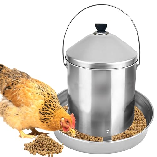 futterautomat hühner, 4kg, Edelstahl, geflügel futterautomat, Aufhängbar, Kein Abfall, für Hühnerfutter, Entenfutter, Wachtelfutter, futtertrog hühner futterautomat hühner, 4kg, Edelstahl, geflügel futterautomat, Aufhängbar, Kein Abfall, für Hühnerfutter, Entenfutter, Wachtelfutter, futtertrog hühner von Wuhuarou