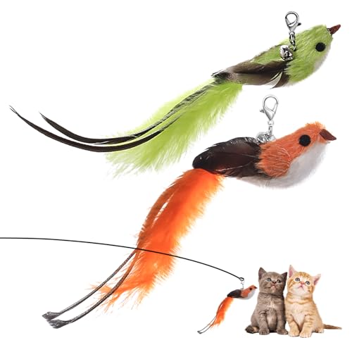 Wukemaoyi 2 Stück Katzenspielzeug Vogel, Katzenspielzeug Federn, Interaktives Katzenangel Ersatzfedern Anhänger mit Glöckchen, Katzen Spielzeug mit Federn, Cat Toys Federspielzeug für Katzen Wukemaoyi 2 Stück Katzenspielzeug Vogel, Katzenspielzeug Federn, Interaktives Katzenangel Ersatzfedern Anhänger mit Glöckchen, Katzen Spielzeug mit Federn, Cat Toys Federspielzeug für Katzen von Wukemaoyi