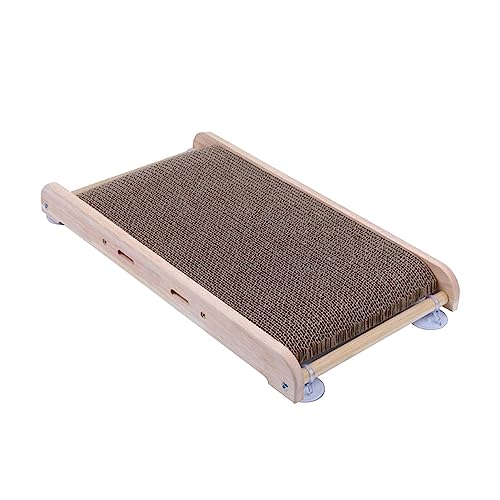 Cat Wall Scratcher, Suction Cup Wooden Cat Scratching Board with Corrugated Paper Mat, Wall Mounted Vertical Cat Scratch Pad for Indoor Cats Adults or Kittens Cat Wall Furniture Protector von Wukesify